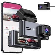 4K Dash Cam Front and Rear Dash  Camera Car DVR WiFi APP