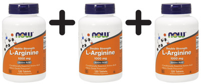 3 x NOW Foods L-Arginine, 1000mg - 120 tablets (194,31 EUR/kg)