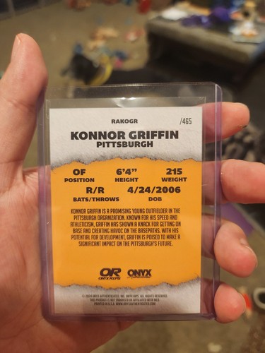Konnor Griffin Auto Onyx /465 Top Prospect In Baseball Pittsburgh Pirates - Picture 2 of 2