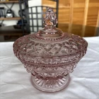 Vintage Pink Depression Glass Lidded Candy Dish