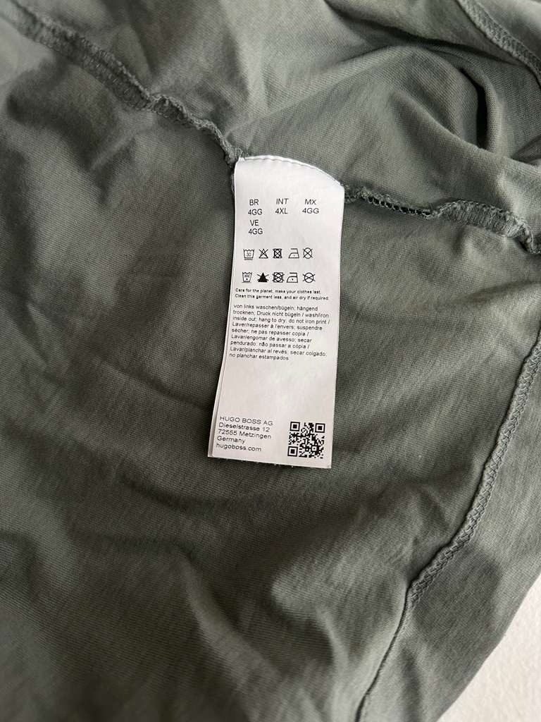 Boss T-Shirt Men Size 4XL Green Solid Tee Casual Minimalist Premium Cotton Top