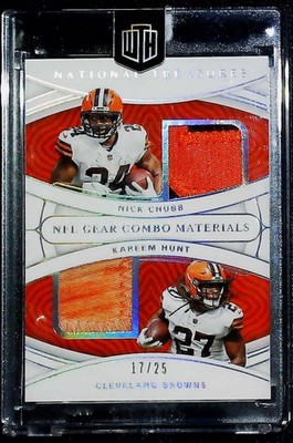 2021 National Treasures Nick Chubb Kareem Hunt #CM-NK Holo 17/25 Game Worn