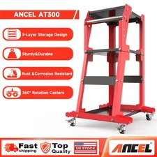 ANCEL AT300 3 Tier Utility Rolling Rotation Cart For Car Nozzle Cleaner Tester