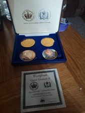 Limited Edition Queen Elizabeth II 1977 & 2002 Jubilee 22ct Gold Plated Coin Set