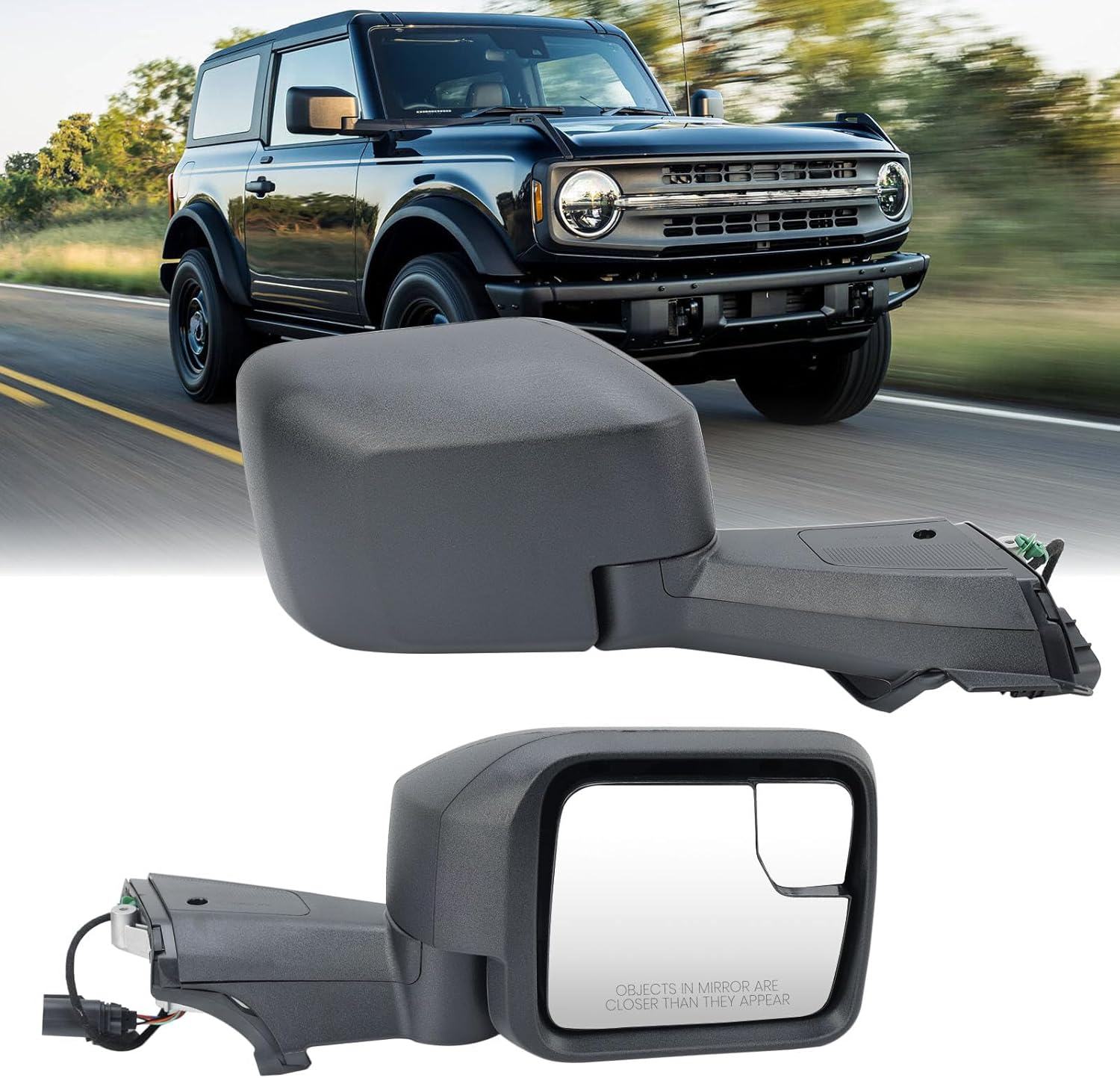 Passenger Side Mirror Compatible with 2021-2025 Ford Bronco Mirrors with Power H