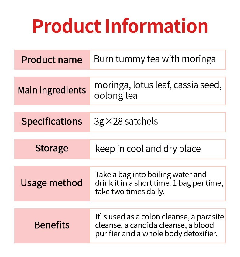 28 Days Flat Tummy Tea Slimming Tea with Moringa Leaf Tea Detox tea