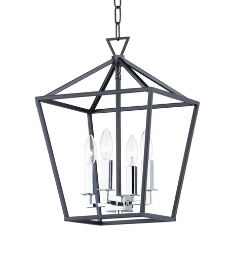 Maxim Abode 4-Light Transitional Chandelier in Textured Black and Polished - Picture 1 of 2