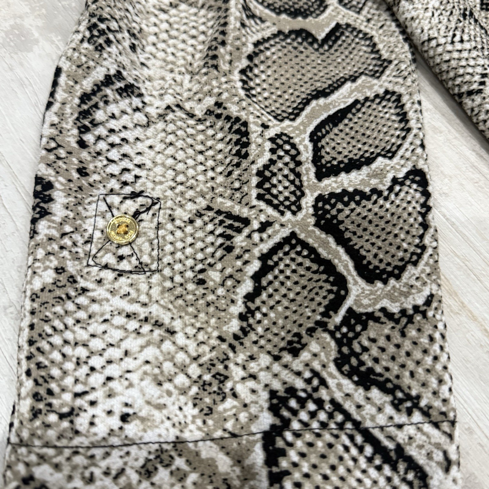 Michael Kors Women's Small Snakeskin Print Gold Black Blouse Half Zip Accent Y2K thumbnail 5