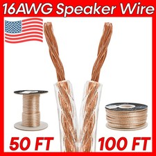 16AWG Speaker Wire Clear 2 Conductor 16 Gauge Audio Cable Home Theater Cord