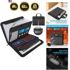 Fireproof Accordion File Organizer with Lock,...