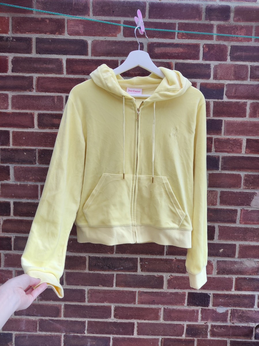 Juicy Couture Sport womens yellow velour long sleeve hoodie
