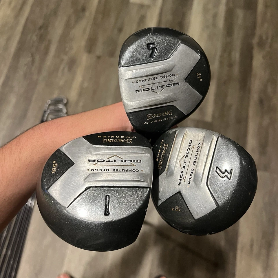 Juego de hierros de madera de gran tamaño Spalding Molitor Driver 1,3, 5 grafito Synchro-Flex Foto 3 de 4