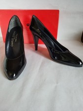 Vintage Charles Jourdan Size 7.5 NWB Black Patent Leather High Heel Pumps