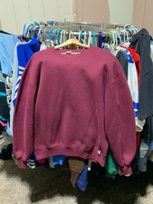 Vintage Original RUSSELL Athletics Crewneck L 1980s Made in USA; Burgundy 50/50