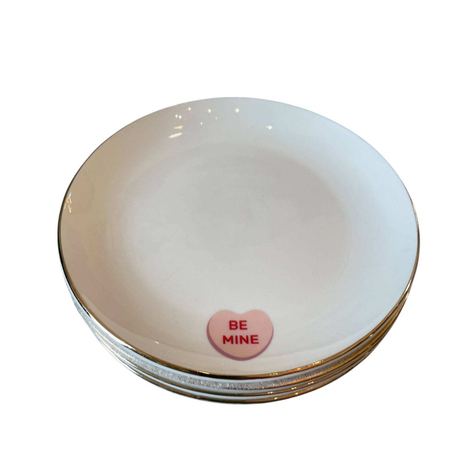 Medici Valentine Conversation Heart Appetizer Plates 6in Ceramic Set of 4 NEW thumbnail 5