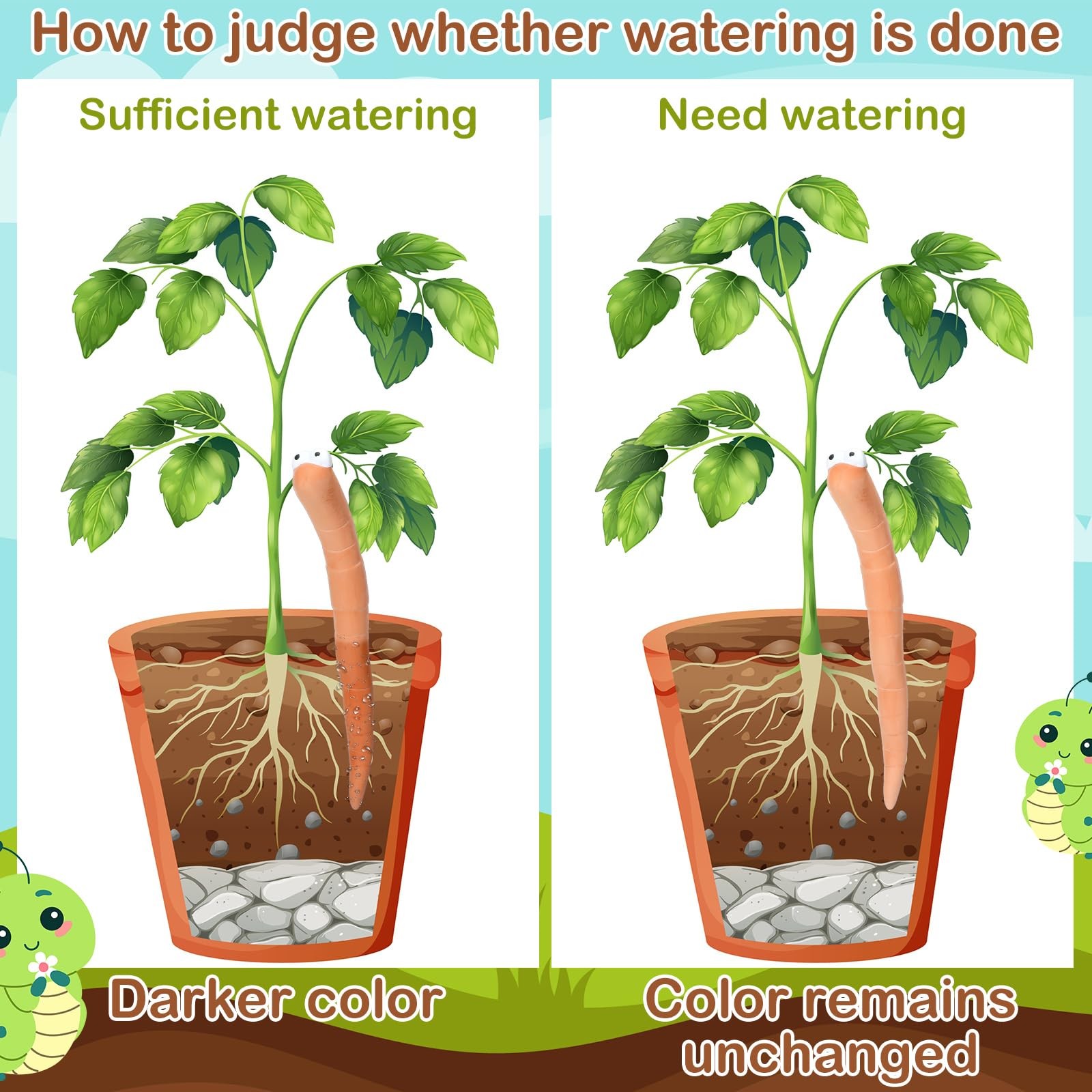 6 Pcs Water Sensor Ceramic Worm The Potting Shed Worm Water Sensor Plant Deco...