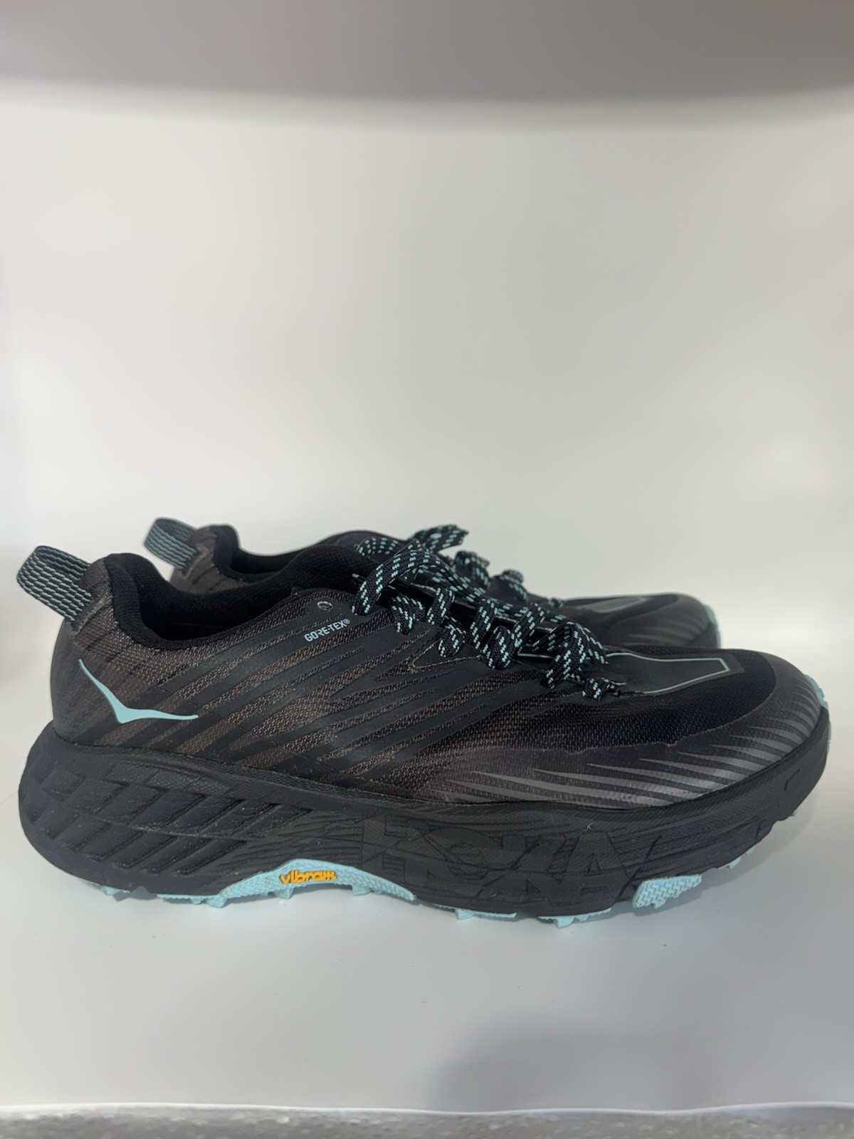 Hoka One One Speedgoat 4 Gore-Tex Black Womens 8.5 Vibram Running Shoes Gtx Blue