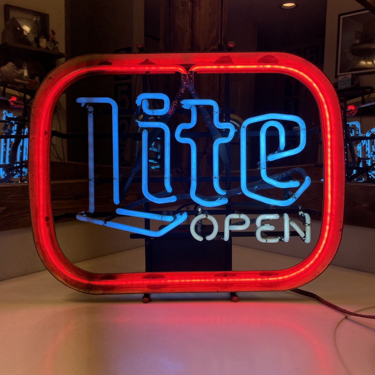 Lite Open Neon Sign 21” x 17” Miller Brewing Company Vintage