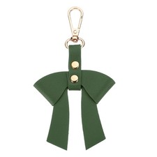 PU Leather Bow Keychain Cute Bow Charm for Women Bowknot Key Ring Green