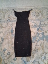 Women Extra Smalll Slevless Dress  Black Sparkaly Open Bake