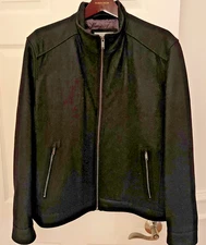 Michael Kors Wool Blend Jacket Mens Large Black Quilt Lined Full Zip