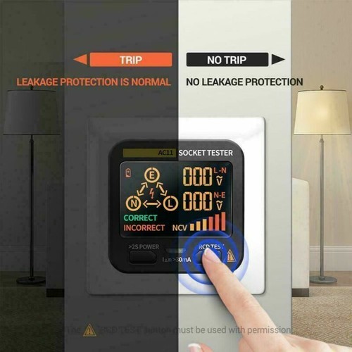 LCD Digital Steckdosentester Steckdose Tester Detector Prüfgerät Spannungsprüfer - Bild 3 von 10