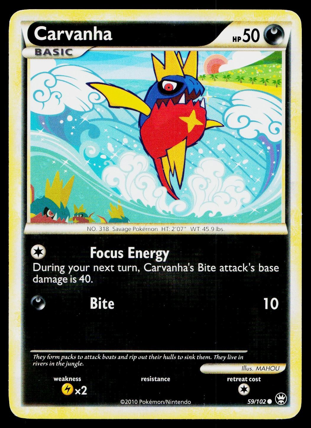 Carvanha 59/102 Common HGSS Triumphant Pokemon Heavily Played