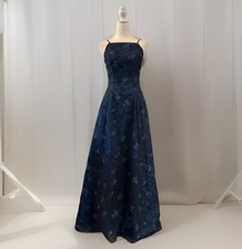 Vtg 90s Y2k Morgan Co Prom Dress Maxi Gown Goth Floral Glitter Whimsigoth 3/4