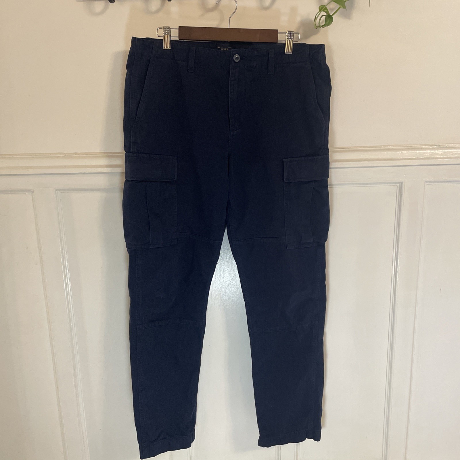 J.Crew 770 Straight Fit Cargo Pants Mens 34x32 Navy Blue Utility Chino Pockets