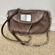 Marc By Marc Jacobs Classic Q Karlie Leather Flap Chainlink Crossbody Bag Taupe