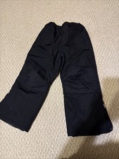 Lands End Ski Pants Kids Black Nylon Insulated Lined Winter Snow Size 7