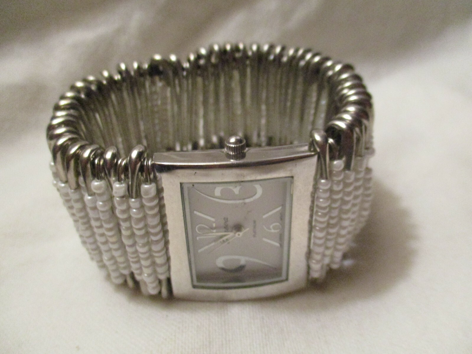 Geneva Platinum Wristwatch Rectangular White Face… - image 1