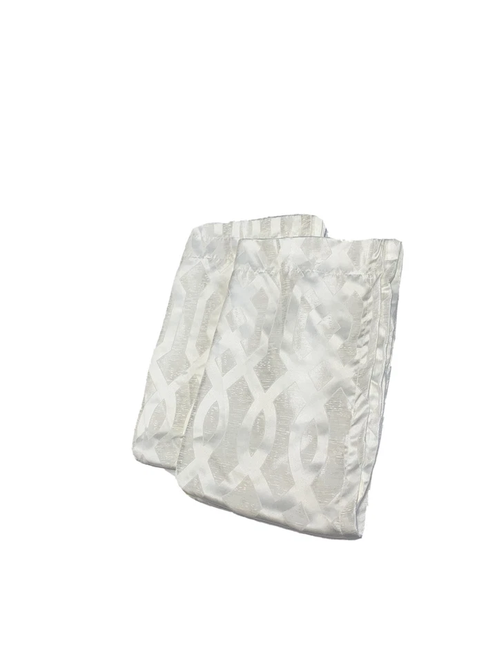 2 painéis cortinas brancas modernas cortinas padrão treliça estampa cetim longo 82 pares - Imagem 3 de 4