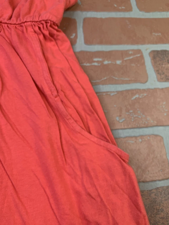 Vestido Billabong sin mangas para mujer talla pequeña naranja cuello en V liso vestido para el sol Foto 4 de 4