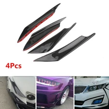 4Pcs Black Carbon Fiber Bumper Lip Rubber Fin Splitter Body Canards Spoiler Pad