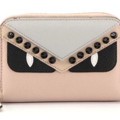 Fendi Zip-Around Monster Wallet Mini in Studded Multicolor Leather