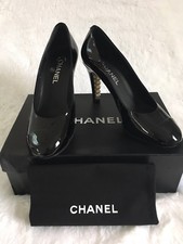 Chanel Patent Pumps with Pearls on Heels 39 $1125