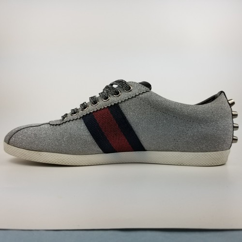 Taglia 7,5 - Gucci Web Sneaker con borchie glitterate - Foto 4 di 11