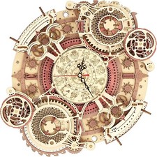 ROKR 3D Wooden Puzzle Time Art Zodiac Wall Clock 168 pieces Assembled JAPAN NEW