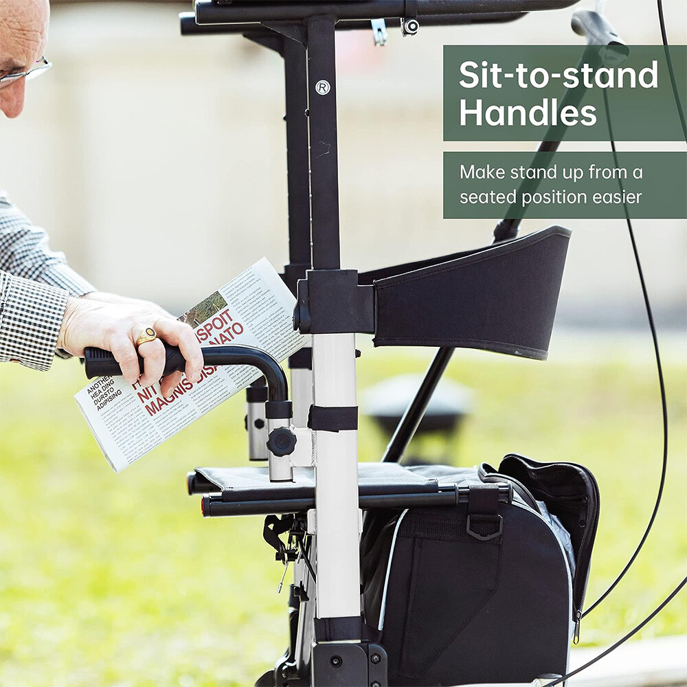 BEYOUR WALKER Upright Rollator Walker Walking Medical Aid 10” Front