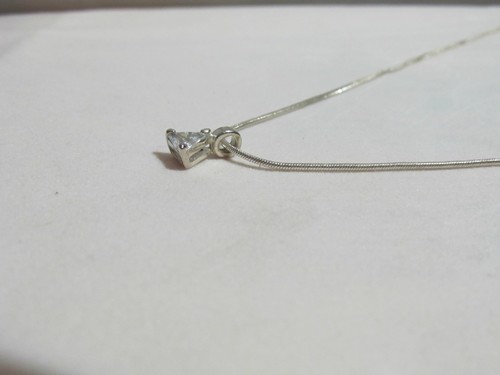 Collana donna ragazza triangolo zirconi ciondolo flessibile catena 16" - Foto 4 di 5