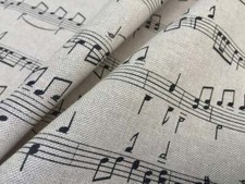 SMALL Music Notes Piano Cotton Fabric Home Decor Curtains Upholstery 140cm wide