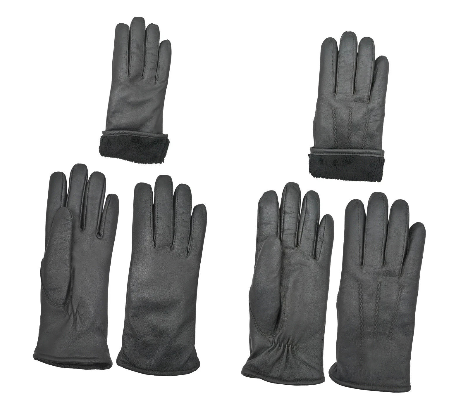 Men's Women's Winter Gloves Real Top Quality Leather Inside Fur Ladies Dress