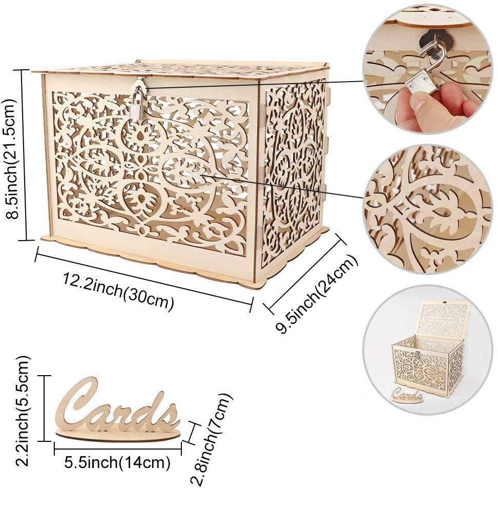 DIY Wedding Card Box Rustic Wood Card Box Gift Card Holder for Wedding Banquet