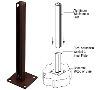 Matte Bronze AWS Steel Stanchion for 180 Degree Round or Rectangular Center or E - Picture 3 of 5