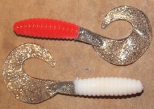 50 pack 5" Fat Grub Bass Plastic Worm Red Head Bulk Bag Jig Trailer