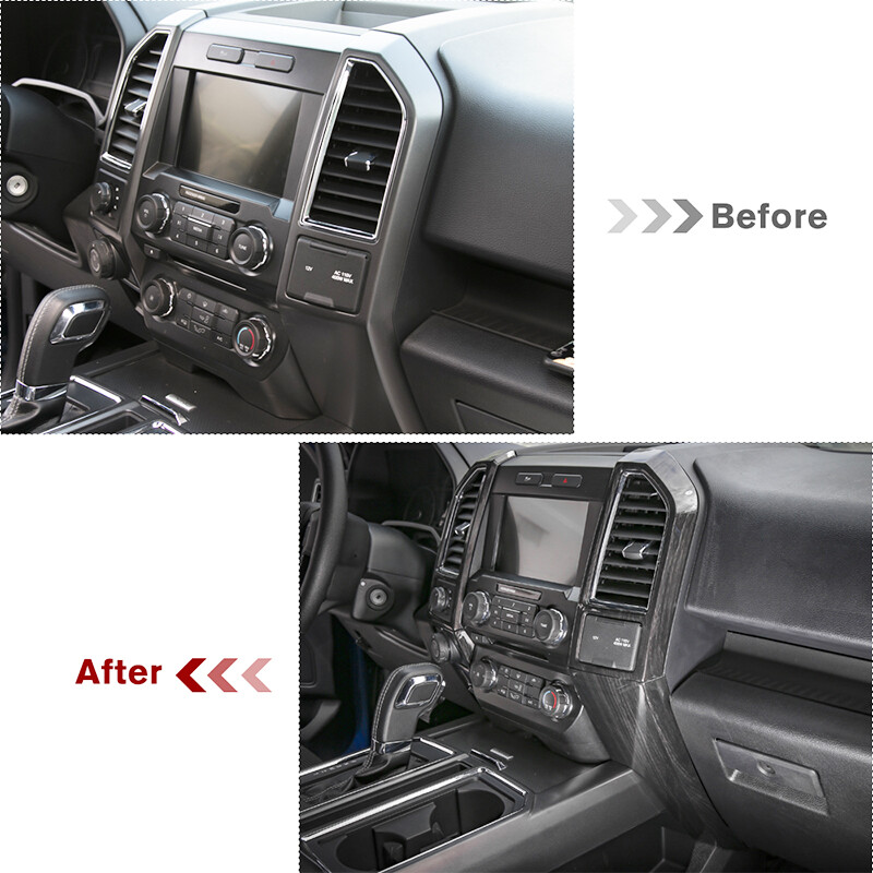 10x Center Panel Decoration Cover Trim Frame Kit for Ford F150 15-20 Wood Grain