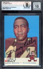 LeRoy Kelly Gem Mint 10 Beckett BAS Signed 1969 Topps Autograph