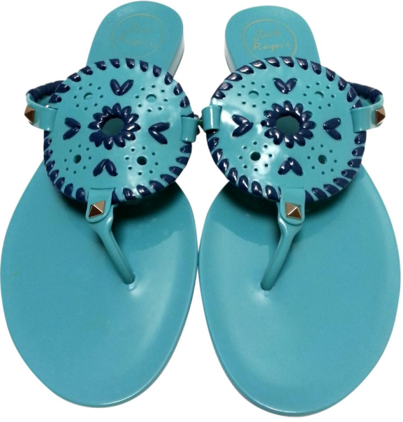 Jack Rogers Georgica Jelly Caribbean Blue/Navy Thong Sandal NEW Retail $50 | eBay