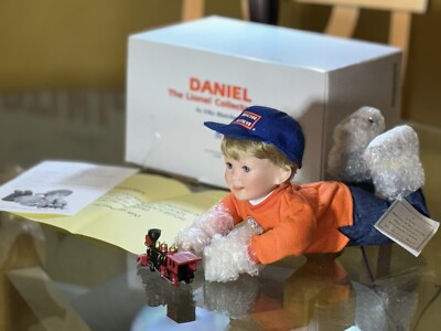 Vintage Danbury Mint Daniel Lionel Train Porcelain Collector Doll w/Train,COA